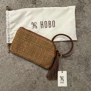 HOBO Tan Woven Wristlet with Tassel